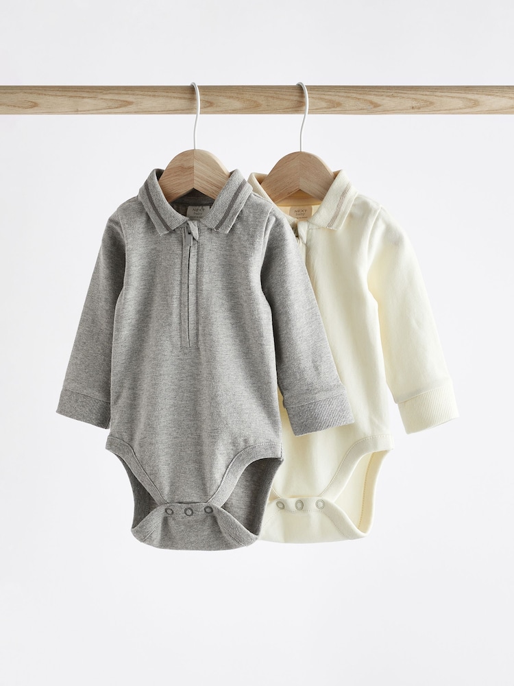 Grey Baby Collar Bodysuits 2 Pack - Image 1 of 9