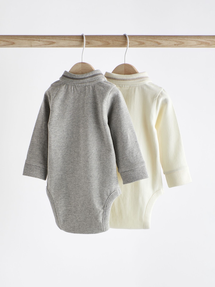 Grey Baby Collar Bodysuits 2 Pack - Image 2 of 9