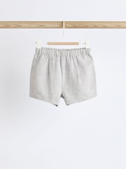 Grey Baby Linen Blend Shorts 2 Pack - Image 4 of 7