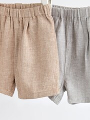 Grey Baby Linen Blend Shorts 2 Pack - Image 5 of 7