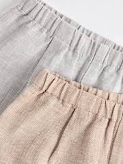 Grey Baby Linen Blend Shorts 2 Pack - Image 6 of 7