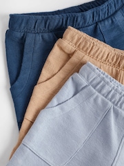 Navy Brown 100% Cotton Textured Baby Shorts 3 Pack - Image 4 of 6