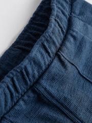 Navy Brown 100% Cotton Textured Baby Shorts 3 Pack - Image 6 of 6