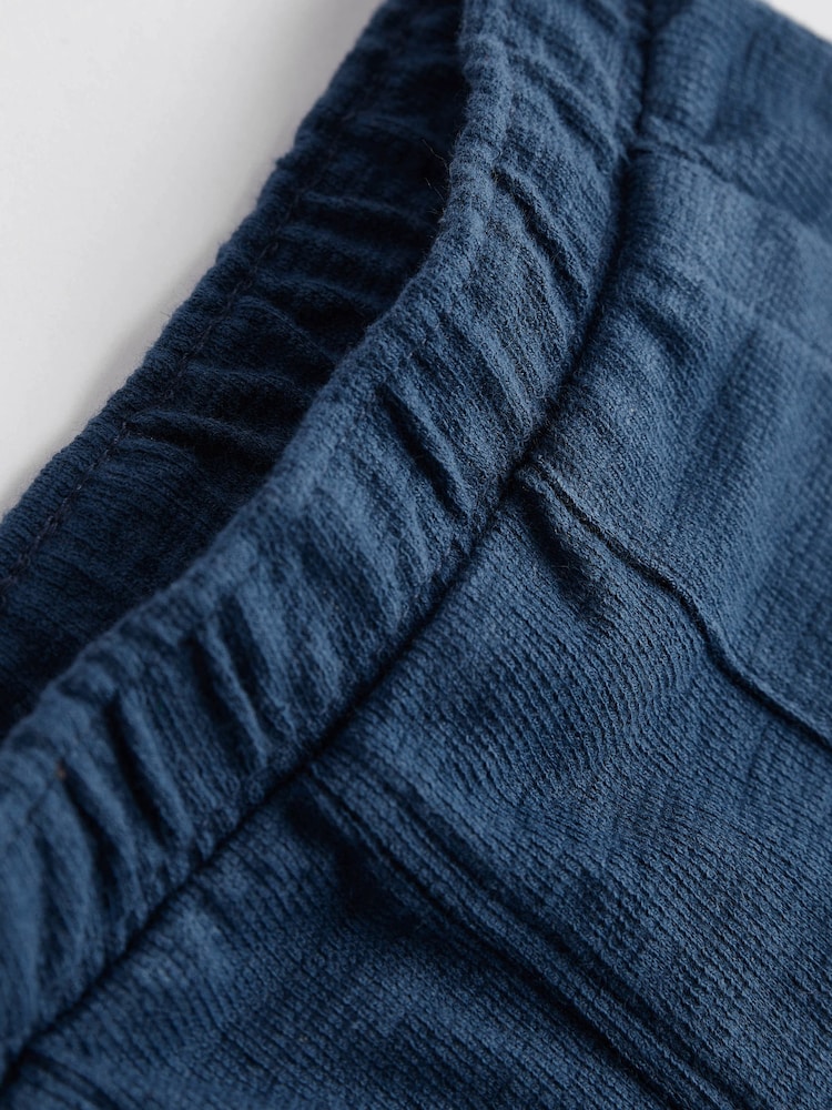 Navy Brown 100% Cotton Textured Baby Shorts 3 Pack - Image 6 of 6