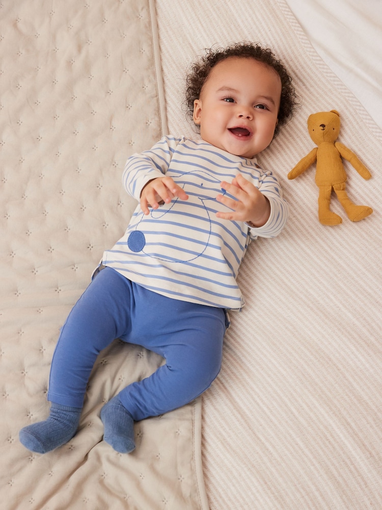 Blue/White Bunny Baby Top and Leggings 2 Piece Set - Image 1 of 6