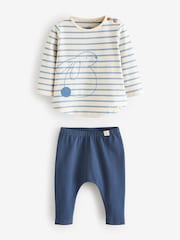 Blue/White Bunny Baby Top and Leggings 2 Piece Set - Image 4 of 6
