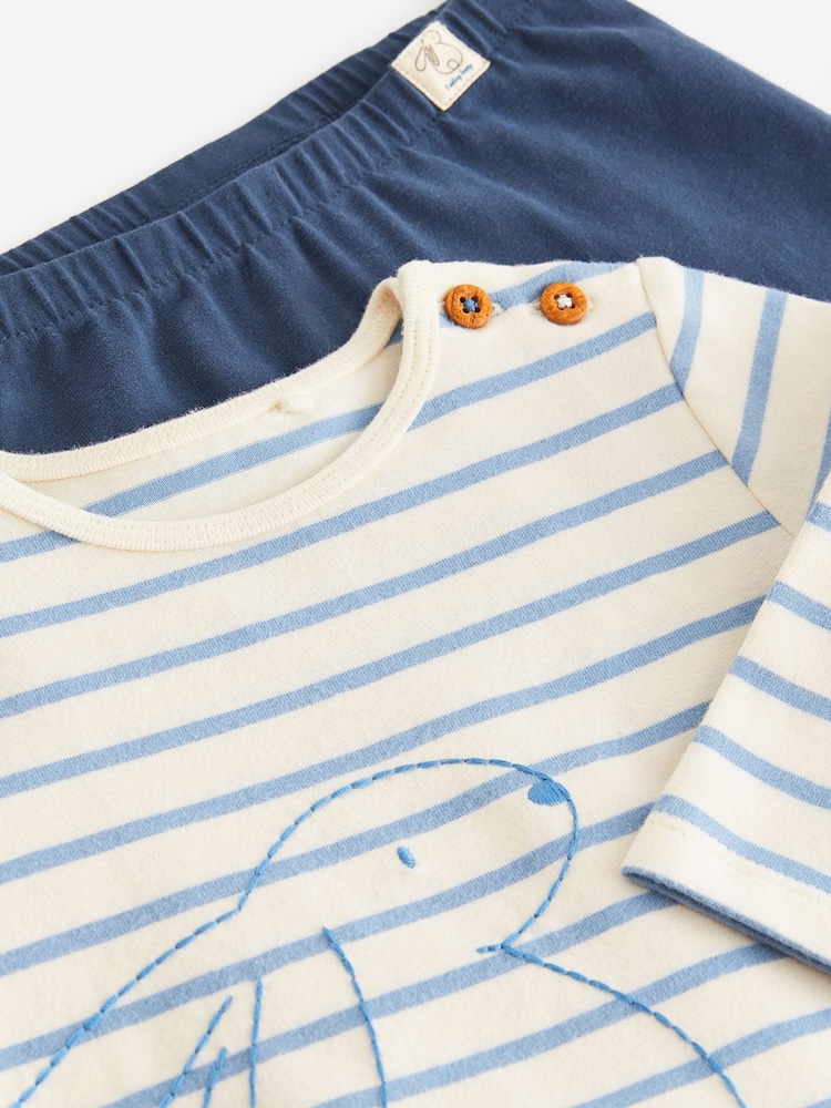 Blue/White Bunny Baby Top and Leggings 2 Piece Set - Image 6 of 6
