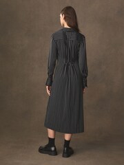 Black/White Stripe Asymmetric Pinstripe Shirt Dress - Image 3 of 7