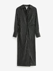 Black/White Stripe Asymmetric Pinstripe Shirt Dress - Image 6 of 7