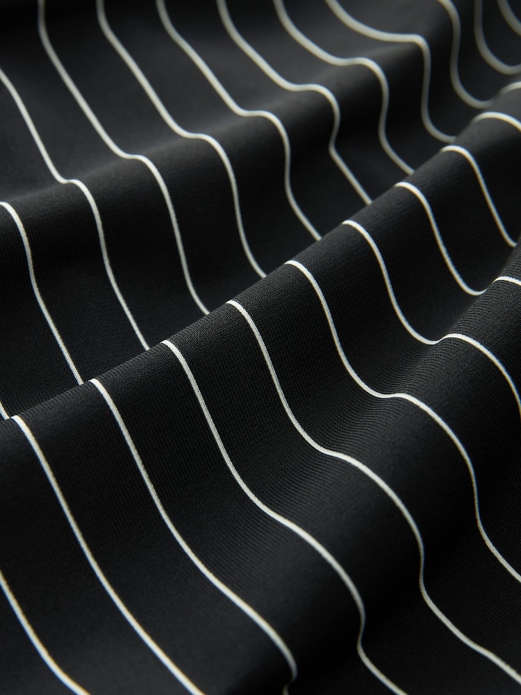 Black/White Stripe Asymmetric Pinstripe Shirt Dress - Image 7 of 7