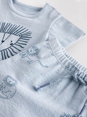 Teal Blue Lion Baby 100% Cotton T-Shirt And Shorts 2 Piece Set - Image 10 of 13