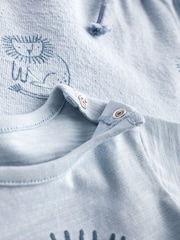 Teal Blue Lion Baby 100% Cotton T-Shirt And Shorts 2 Piece Set - Image 11 of 13