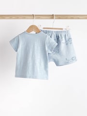 Teal Blue Lion Baby 100% Cotton T-Shirt And Shorts 2 Piece Set - Image 5 of 13