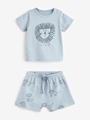 Teal Blue Lion Baby 100% Cotton T-Shirt And Shorts 2 Piece Set - Image 6 of 13