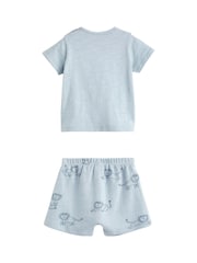 Teal Blue Lion Baby 100% Cotton T-Shirt And Shorts 2 Piece Set - Image 7 of 13