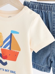 Blue Boat Baby T-Shirt and Shorts 2 Piece Set - Image 5 of 9