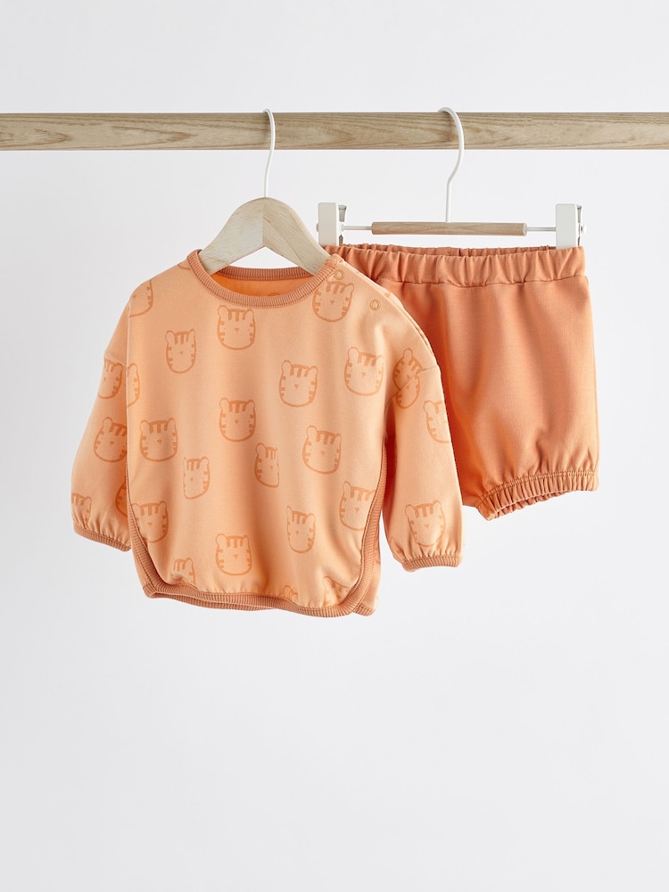 Orange Tiger Baby T-Shirt and Shorts 2 Piece Set - Image 1 of 9