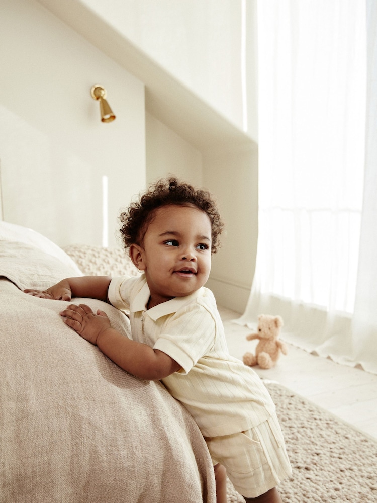 Cream Ribbed Top and Shorts Baby Set - Image 4 of 6
