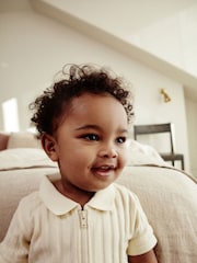 Cream Ribbed Top and Shorts Baby Set - Image 6 of 6