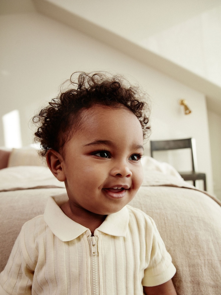 Cream Ribbed Top and Shorts Baby Set - Image 6 of 6