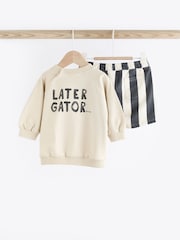 Monochrome Baby T-Shirt and Shorts 2 Piece Set - Image 2 of 12