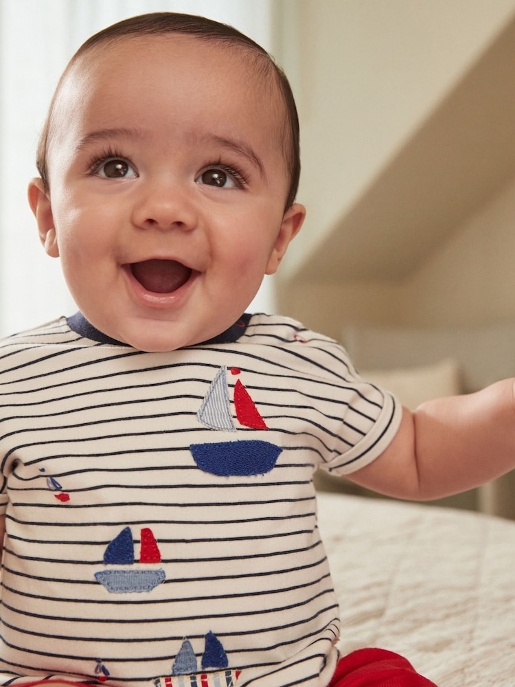 Red/Blue Nautical Baby T-Shirt And Shorts 2 Piece Set - Image 2 of 11