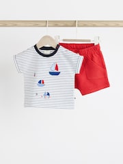 Red/Blue Nautical Baby T-Shirt And Shorts 2 Piece Set - Image 4 of 11