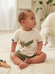 Croc, Salbeigrün - 2-teiliges Baby-Set aus T-Shirt und Shorts - Bild 1 von 4