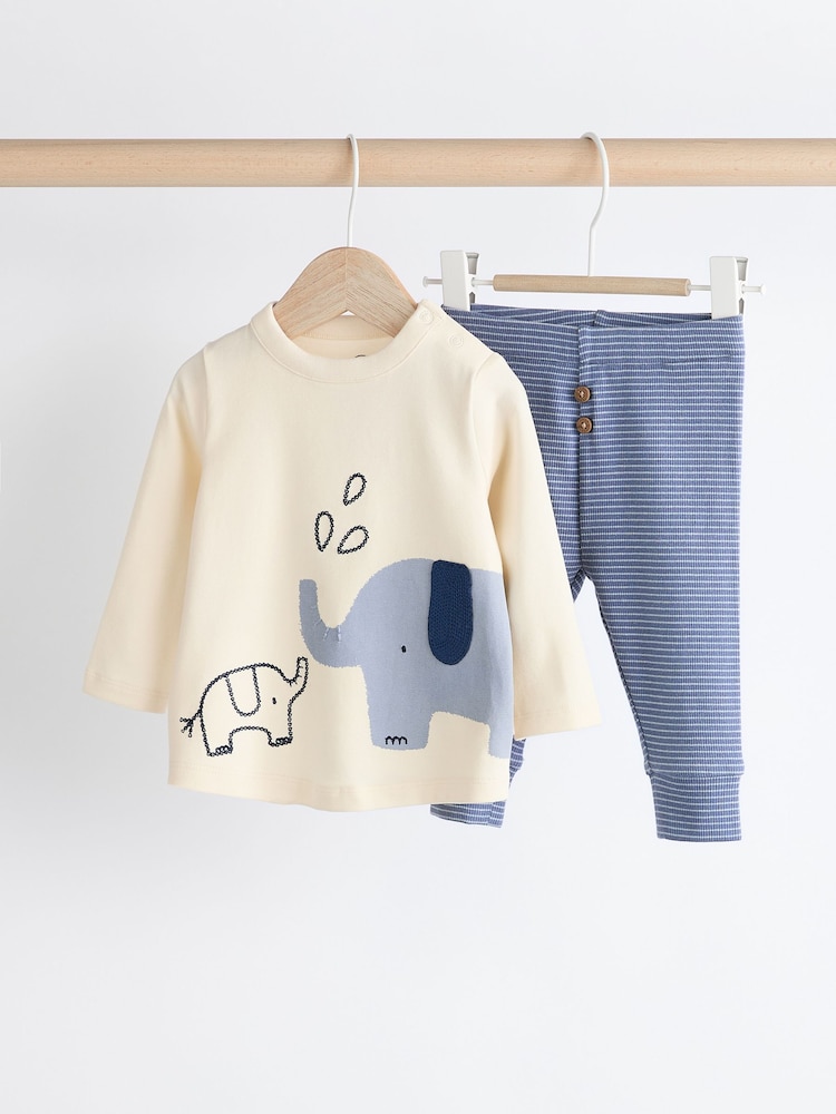 Blue Elephant Baby Top And Leggings Set - Image 1 of 11