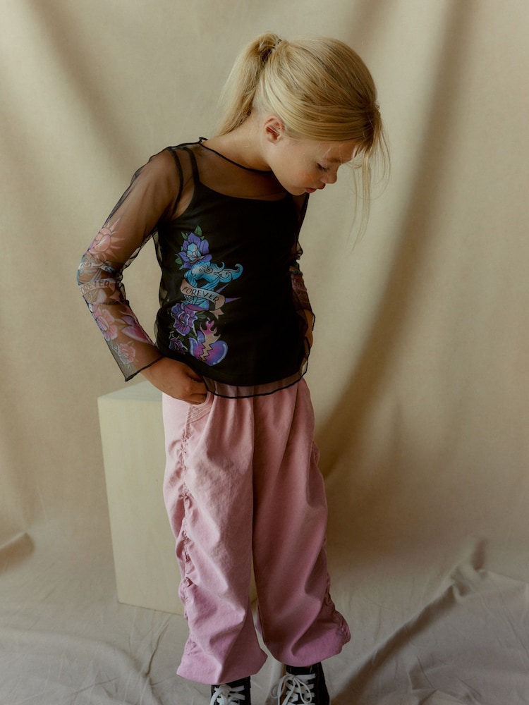 Black Tattoo Mesh Long Sleeve T-Shirt (3-16yrs) - Image 1 of 7