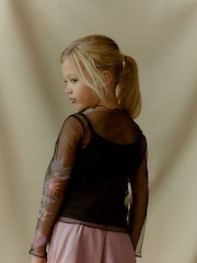 Black Tattoo Mesh Long Sleeve T-Shirt (3-16yrs) - Image 3 of 7