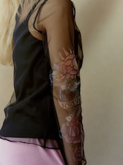 Black Tattoo Mesh Long Sleeve T-Shirt (3-16yrs) - Image 4 of 7