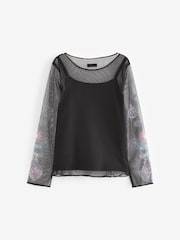 Black Tattoo Mesh Long Sleeve T-Shirt (3-16yrs) - Image 6 of 7