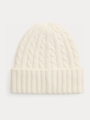 Lauren Ralph Lauren White Cable Knit Crest Detail Hat - Image 2 of 2