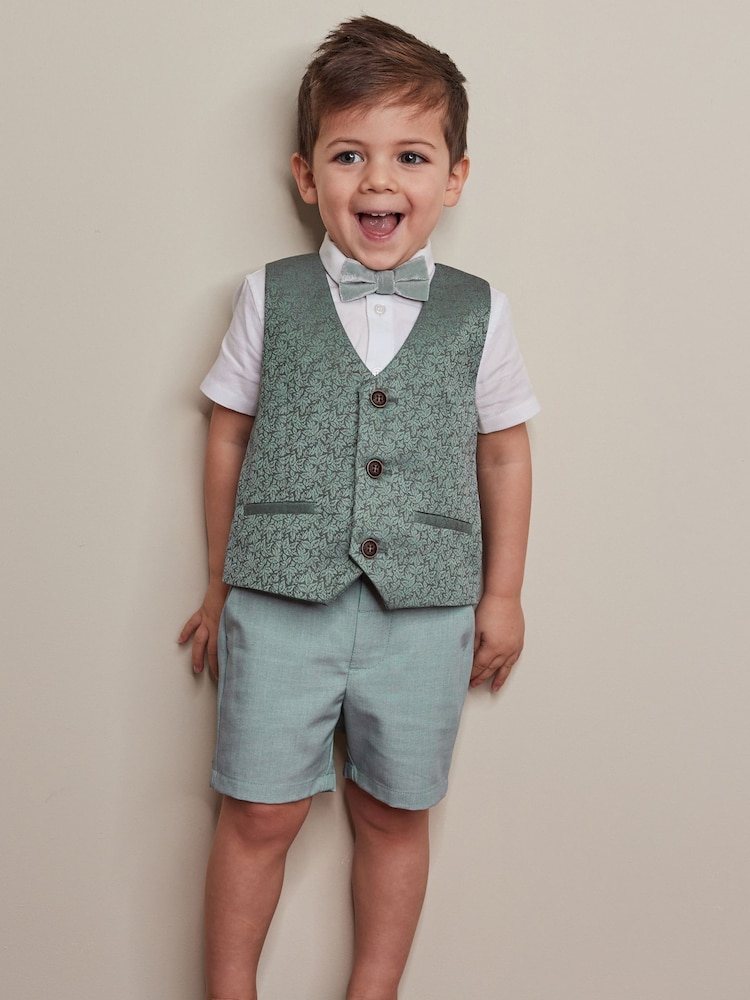 Mint Green Waistcoat, Shirt, Short & Bow Tie Set (3mths-9yrs) - Image 1 of 8