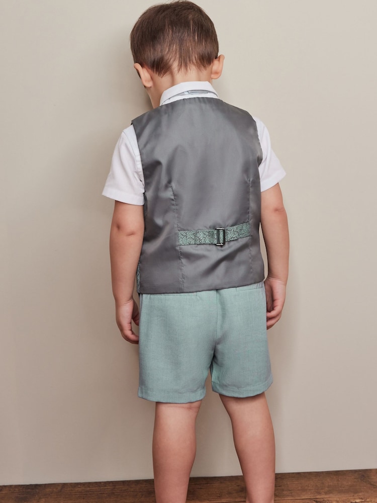 Mint Green Waistcoat, Shirt, Short & Bow Tie Set (3mths-9yrs) - Image 2 of 8