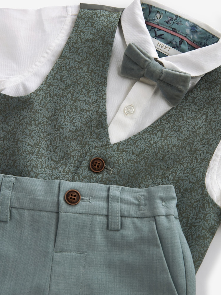 Mint Green Waistcoat, Shirt, Short & Bow Tie Set (3mths-9yrs) - Image 8 of 8