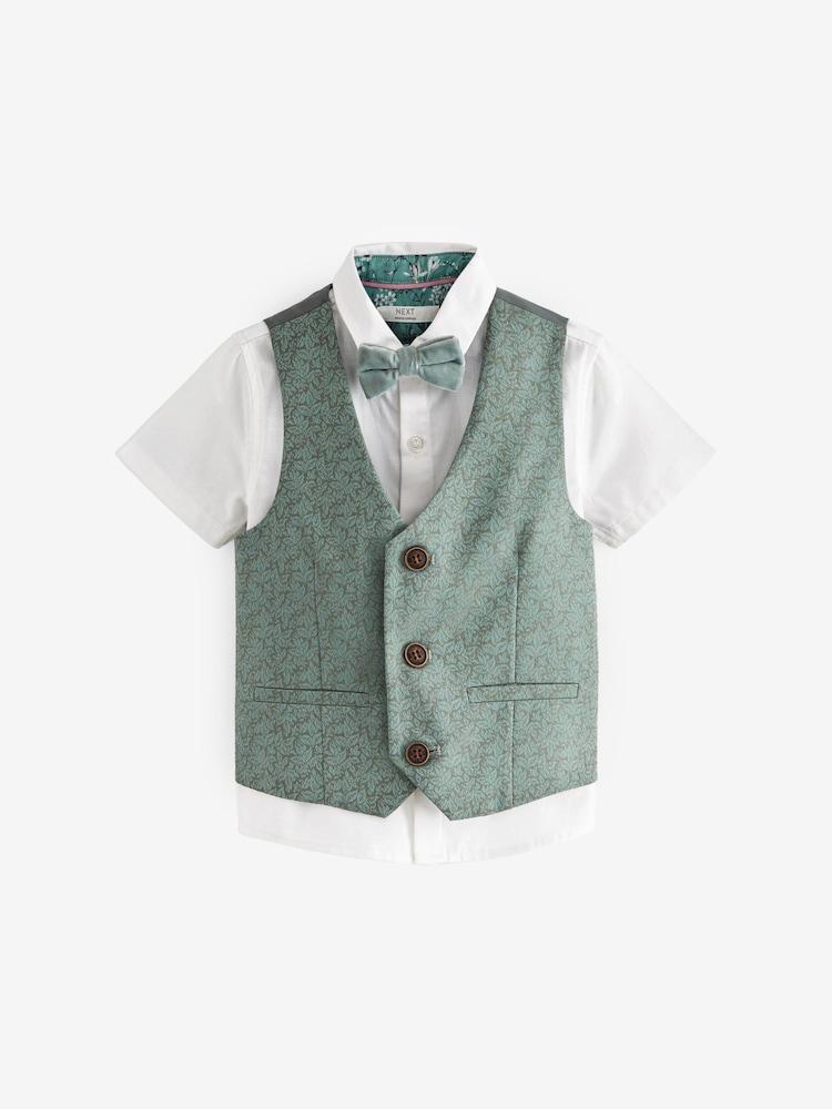 Mint Green Waistcoat, Shirt and Bowtie Set (3mths-9yrs) - Image 1 of 4