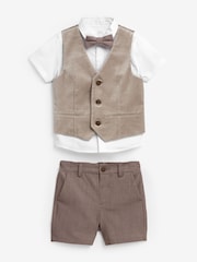 Neutral/Samt - Set aus Weste, Hemd, Shorts und Fliege, 4-teilig (3M.–9J.) - Bild 3 von 7