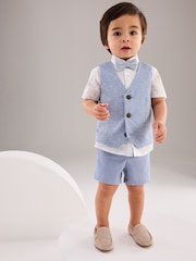 Blue Opulent Waistcoat, Shirt, Short & Bow Tie Set (3mths-9yrs) - Image 1 of 9