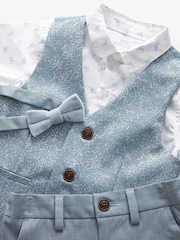 Blue Opulent Waistcoat, Shirt, Short & Bow Tie Set (3mths-9yrs) - Image 8 of 9