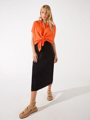 Ro&Zo Orange Crinkle Grown On Sleeve Shirt - Image 1 of 5