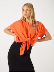 Ro&Zo Orange Crinkle Grown On Sleeve Shirt - Image 3 of 5