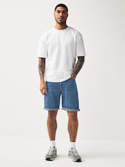 Denim Dark Blue 100% Cotton Wash Shorts - Image 2 of 3