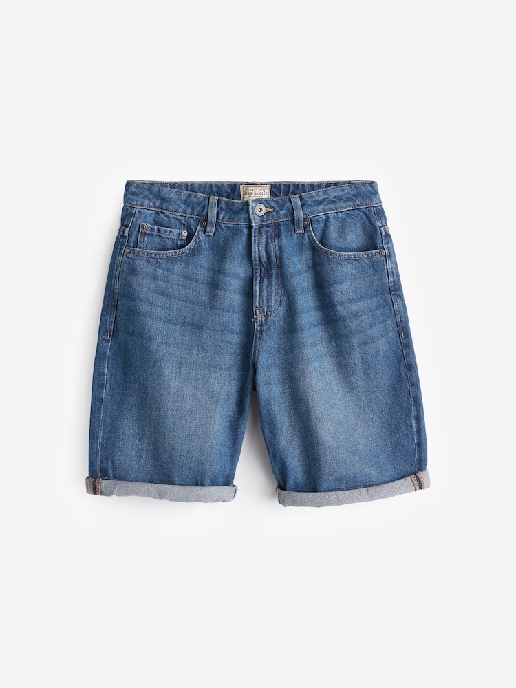 Denim Dark Blue 100% Cotton Wash Shorts - Image 3 of 3