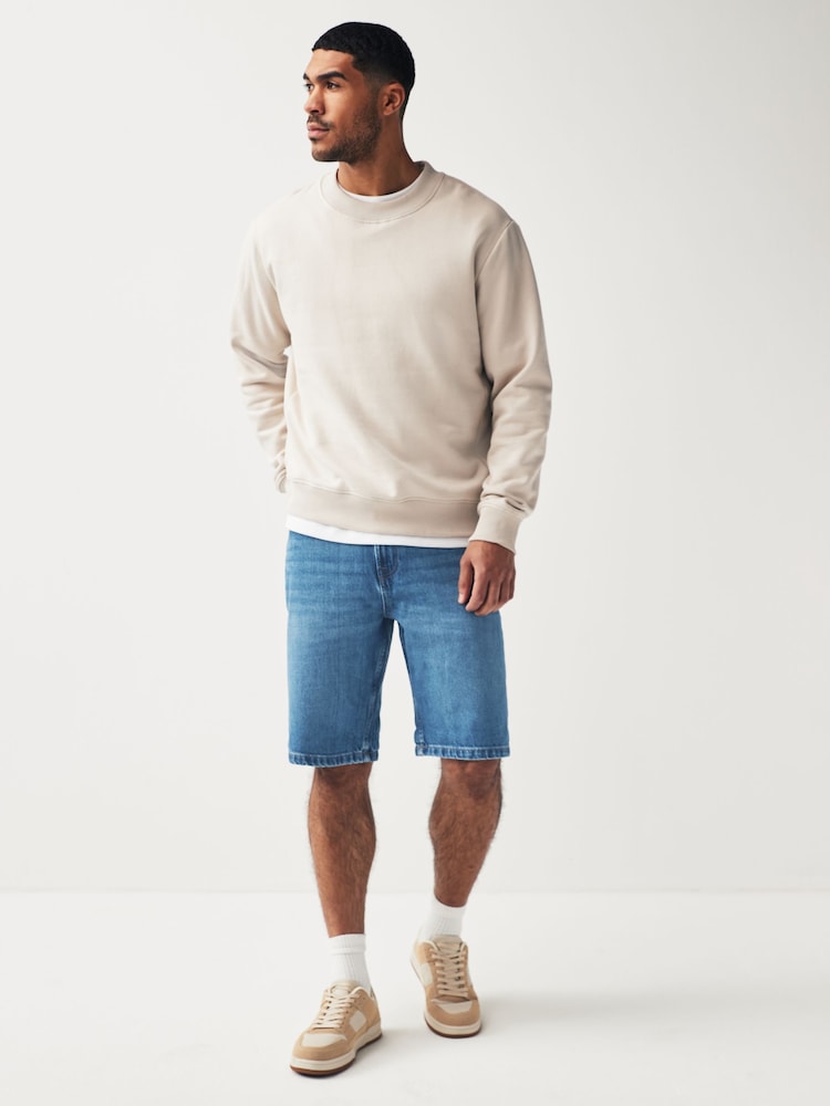 Denim Mid Wash 100% Cotton Shorts - Image 2 of 2