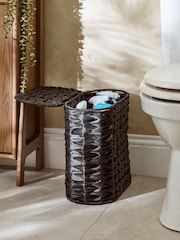 Black Plastic Wicker Storage Basket - Image 1 of 8