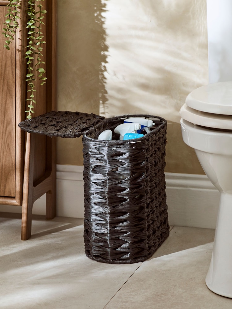 Black Plastic Wicker Storage Basket - Image 1 of 8