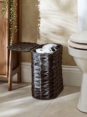 Black Plastic Wicker Storage Basket - Image 2 of 8