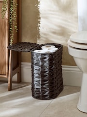 Black Plastic Wicker Storage Basket - Image 3 of 8